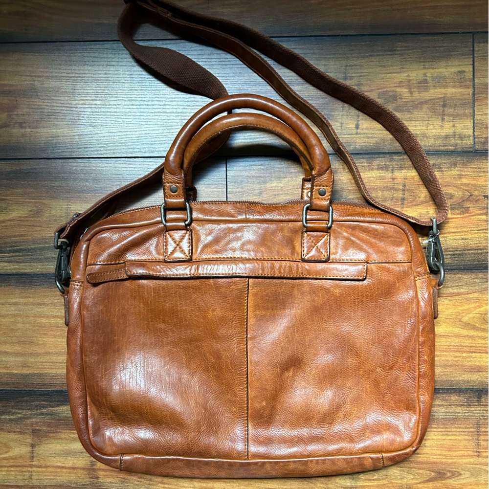 Vilenca Holland Brown Leather Woven Laptop Bag - Picture 2 of 11